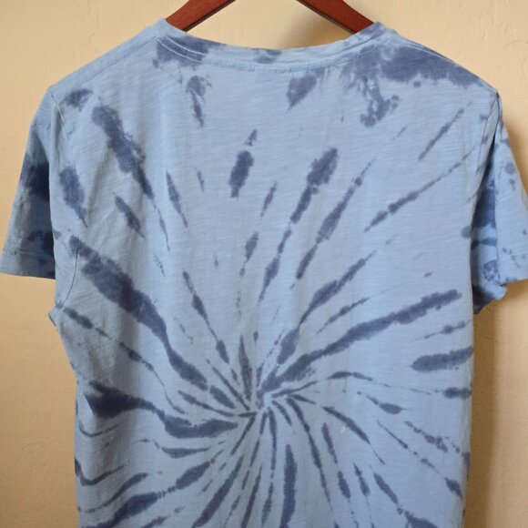 PINK Victoria's Secret Blue Tie Dye Love Pink Pocket Tee Shirt - Picture 8 of 15